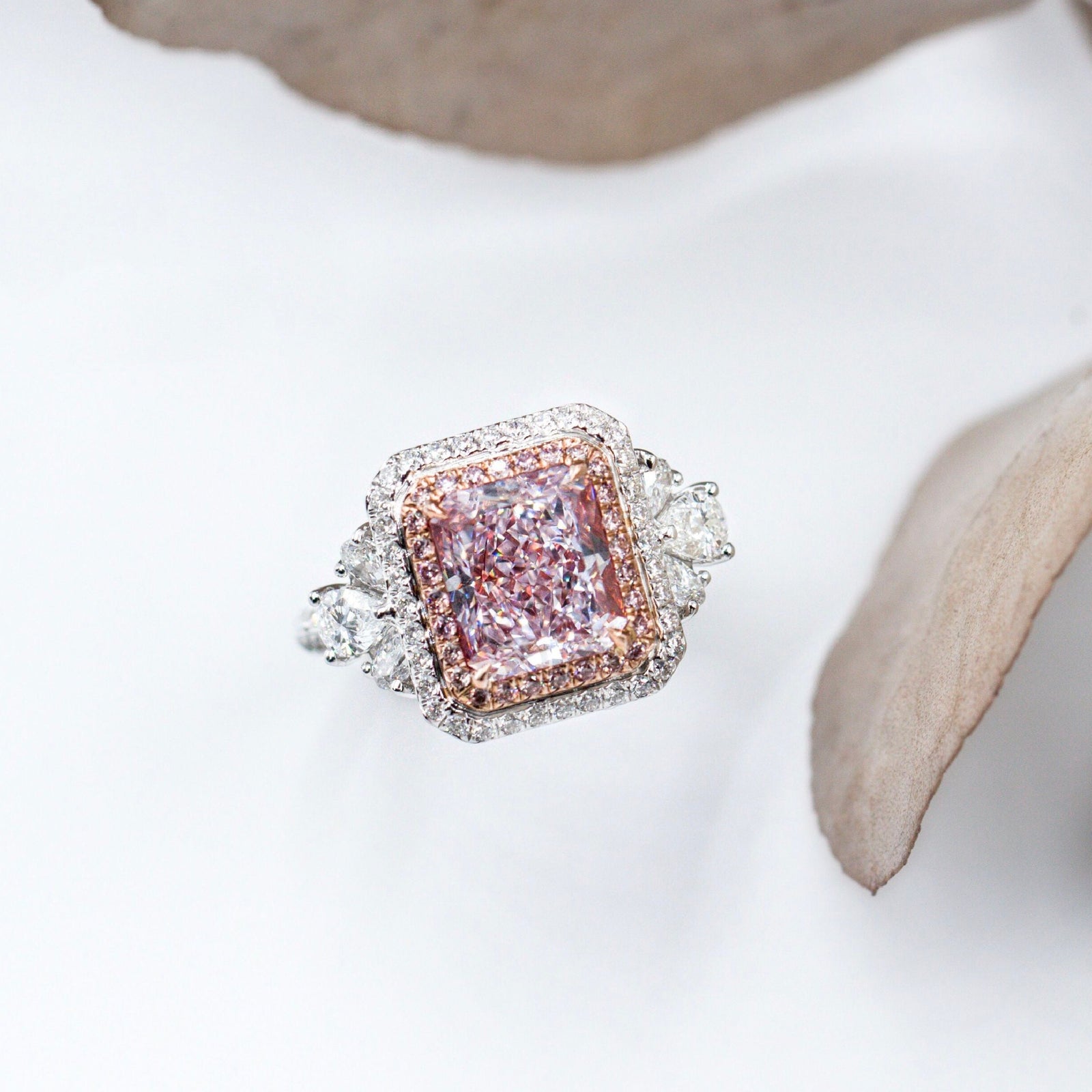 Radiant cut Argyle Pink Diamond Halo rings Sydney Best Price
