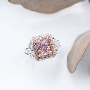 Radiant cut Argyle Pink Diamond Halo rings Sydney Best Price